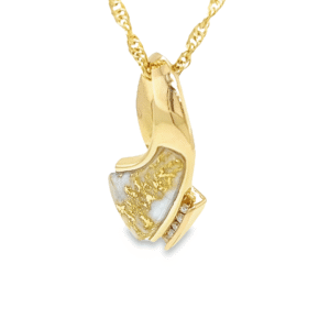 Gold Quartz & Diamond Pendant, Alaska Mint