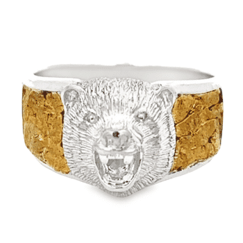 Carved Bear Gold Nugget Ring, Alaska Mint