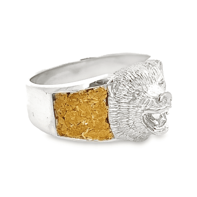 Carved Bear Gold Nugget Ring, Alaska Mint