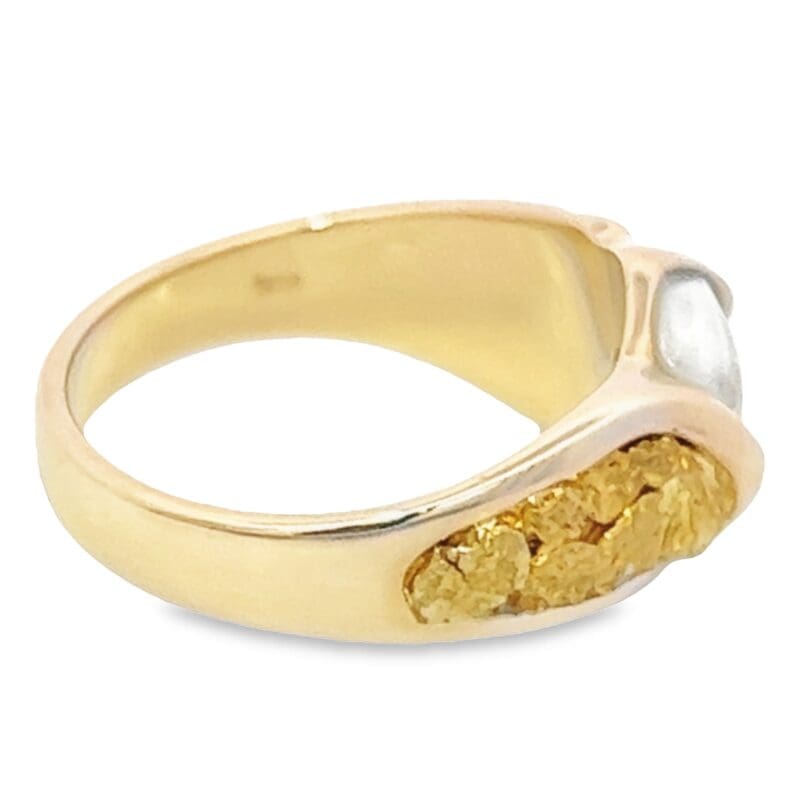 Men's Gold Nugget & Quartz Ring, Alaska Mint