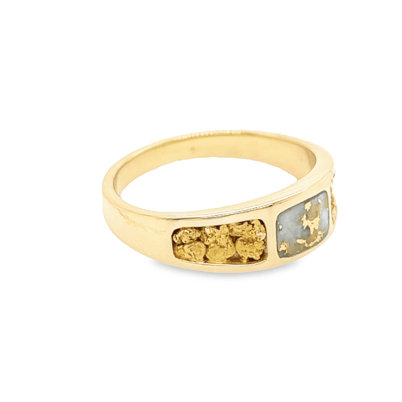 Men's Gold Nugget Gold Quartz Ring, Alaska Mint