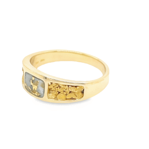 Men's Gold Nugget Gold Quartz Ring, Alaska Mint