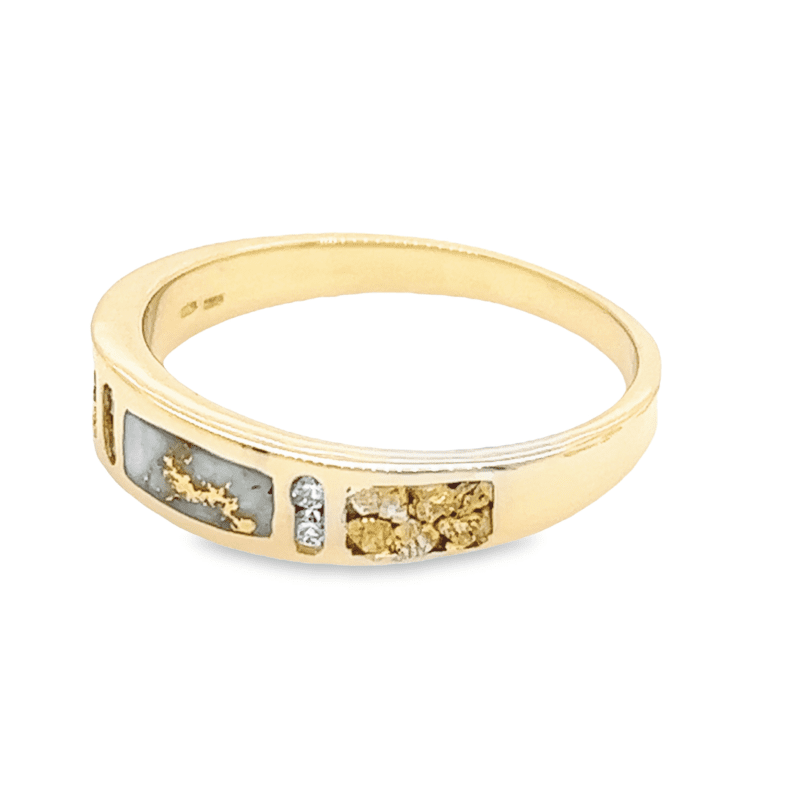 Men's Gold Quartz, Nugget & Diamond Ring, Alaska Mint