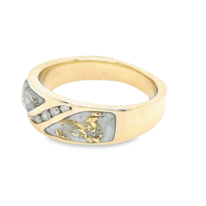 Men's Gold Quartz & Diamond Ring, Alaska Mint