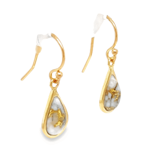 Wire Dangle Gold Quartz Earrings, Alaska Mint