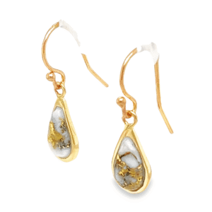 Wire Dangle Gold Quartz Earrings, Alaska Mint