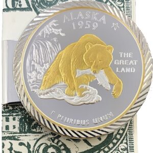 Money Clip with 1 oz. Alaska Quarter Replica Medallion