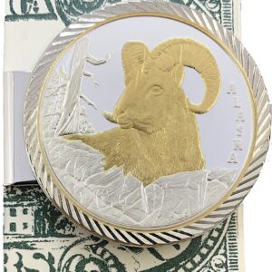 Money Clip with 1 oz. or 1/4 oz. Dall Sheep Medallion