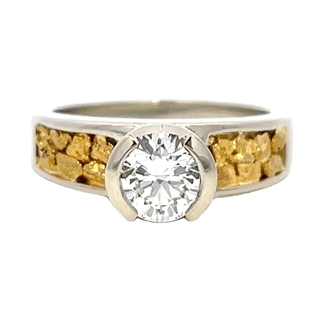 1.06 Ct Round Lab Grown Diamond in 14k White Gold Ladies Ring, Alaska Mint