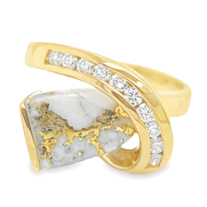Ladies Gold Quartz & Diamond Ring, Alaska Mint