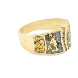 Men's Gold Quartz, Nugget & Diamond Ring, Alaska Mint