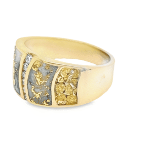 Men's Gold Quartz, Nugget & Diamond Ring, Alaska Mint