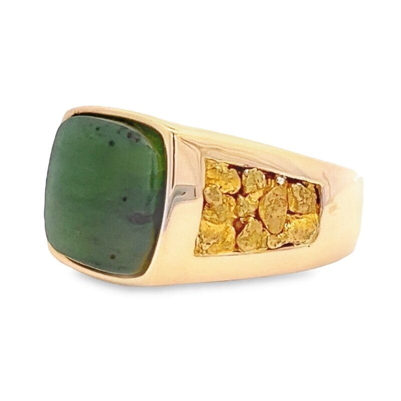 Jade & Gold Nugget Men's Ring, Alaska Mint