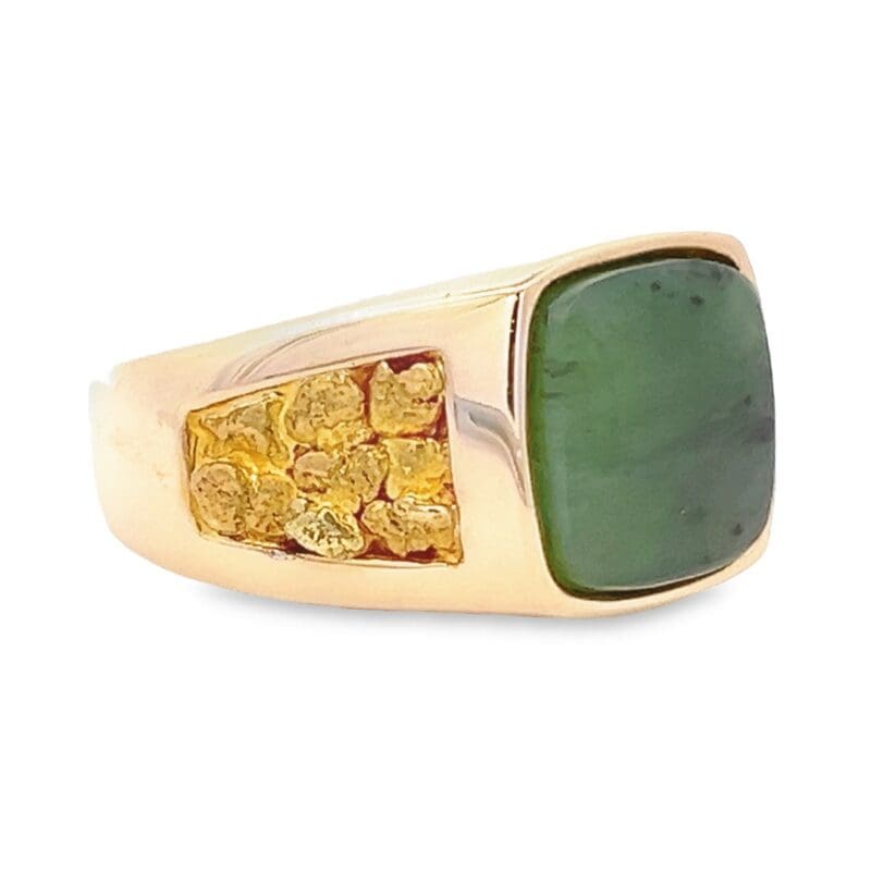 Jade & Gold Nugget Men's Ring, Alaska Mint