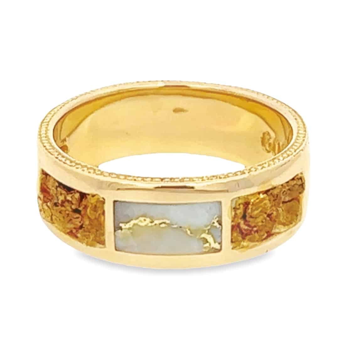 Men's Gold Nugget Gold Quartz Ring, Alaska Mint