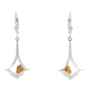 Silver Gold Nugget Earrings, Alaska Mint