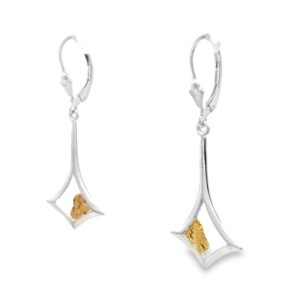 Silver Gold Nugget Earrings, Alaska Mint