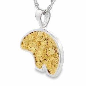 Gold Nugget Bear on Silver Pendant, Alaska Mint
