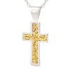 Silver Cross Pendant with Gold Nugget, Alaska Mint