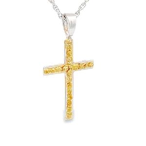 Cross Silver Gold Nugget Pendant, Alaska Mint