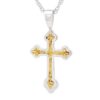 Gold Nugget Silver Cross Pendant, Alaska Mint