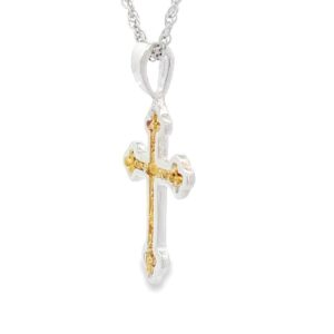 Gold Nugget Silver Cross Pendant, Alaska Mint