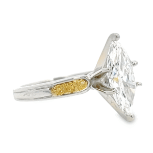 2.90ct Marquise Lab Grown Diamond in 14k White Gold & Nuggets, Alaska Mint