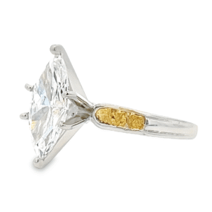 2.90ct Marquise Lab Grown Diamond in 14k White Gold & Nuggets, Alaska Mint