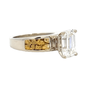 2.70ct Emerald Lab Grown Diamond in 14k White Gold & Nuggets, Alaska Mint