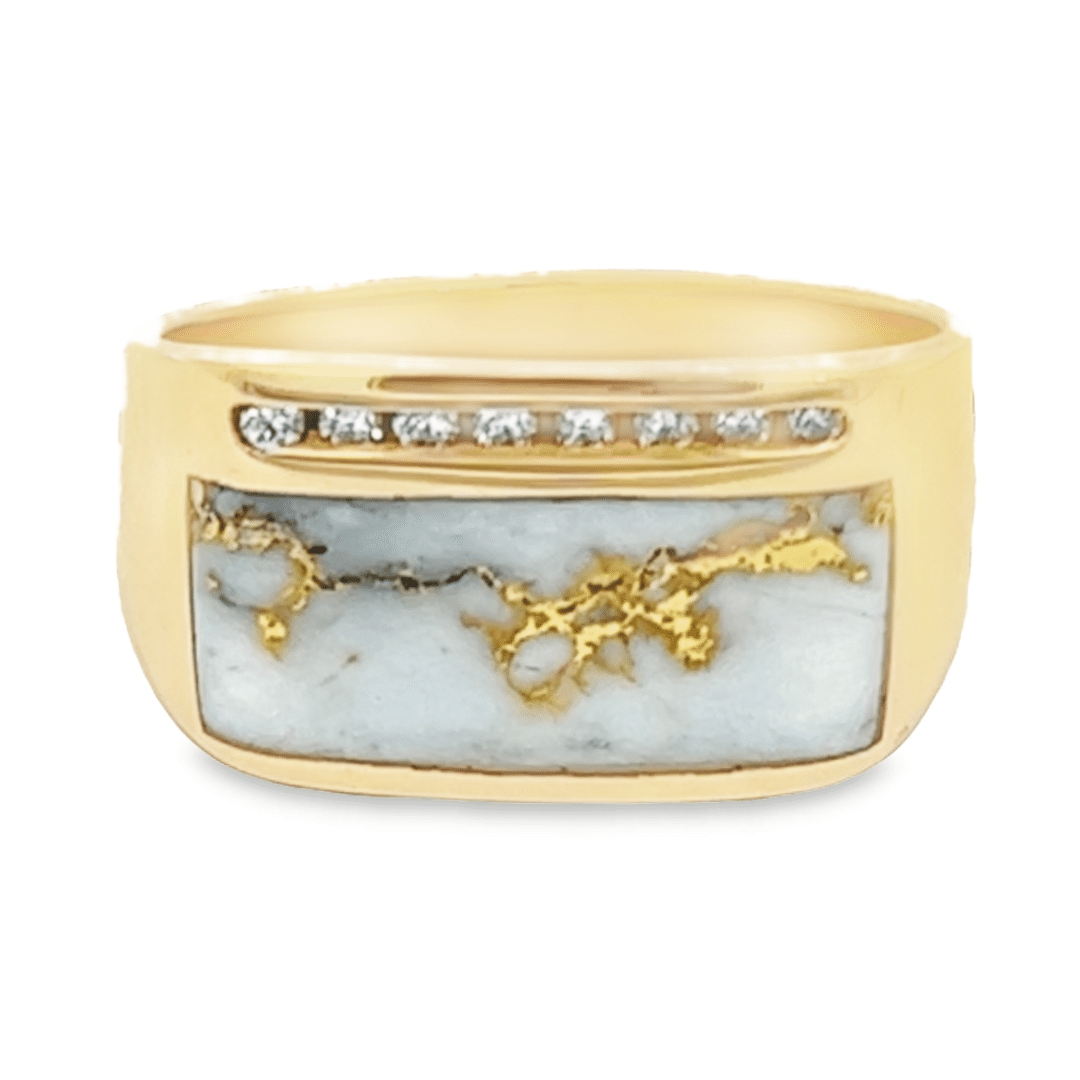 Gold quartz diamond ring, Alaska Mint