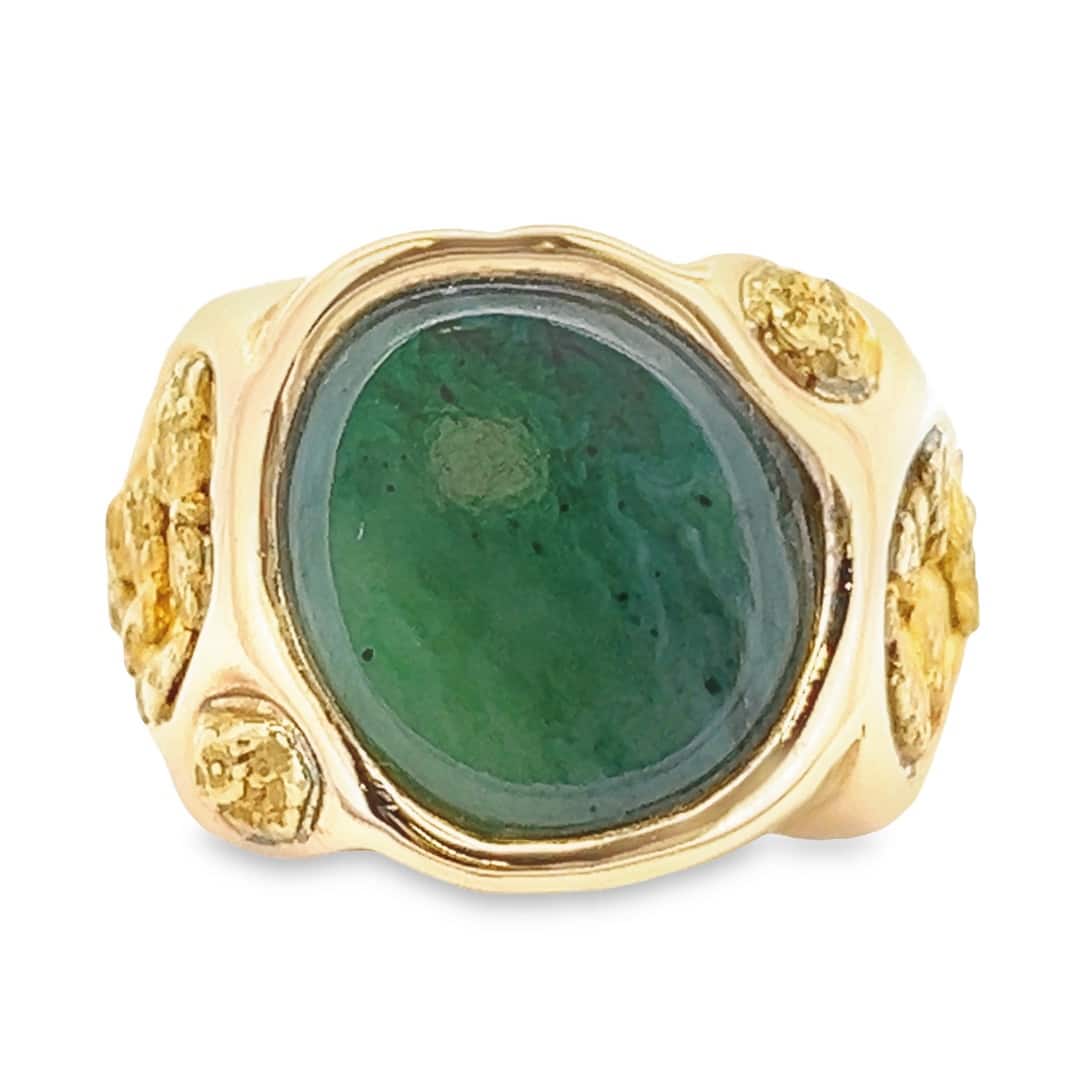 Men's Jade & Gold Nugget Ring, Alaska Mint