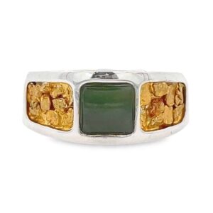Jade & Silver Gold Nugget Men's Ring, Alaska Mint