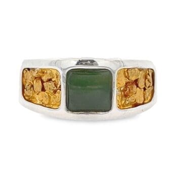 Jade & Silver Gold Nugget Men's Ring, Alaska Mint