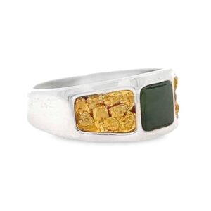 Jade & Silver Gold Nugget Men's Ring, Alaska Mint