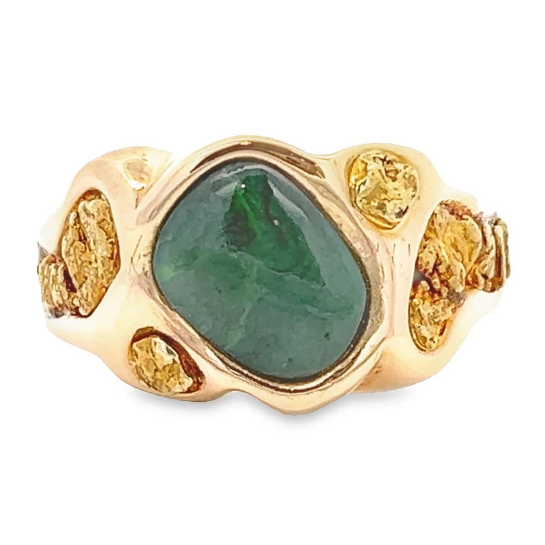 Gold Nugget & Jade Men's Ring, Alaska Mint