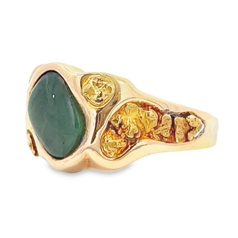Gold Nugget & Jade Men's Ring, Alaska Mint