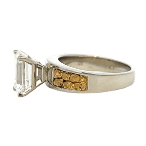 2.70ct Emerald Lab Grown Diamond in 14k White Gold & Nuggets, Alaska Mint