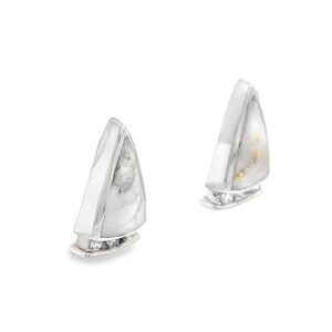 Triangle Gold Quartz Diamond Earrings 14k White Gold, Alaska Mint