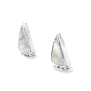 Triangle Gold Quartz Diamond Earrings 14k White Gold, Alaska Mint
