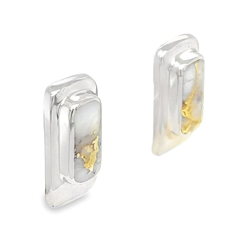 14k White Gold Gold Quartz Post Earrings, Alaska Mint
