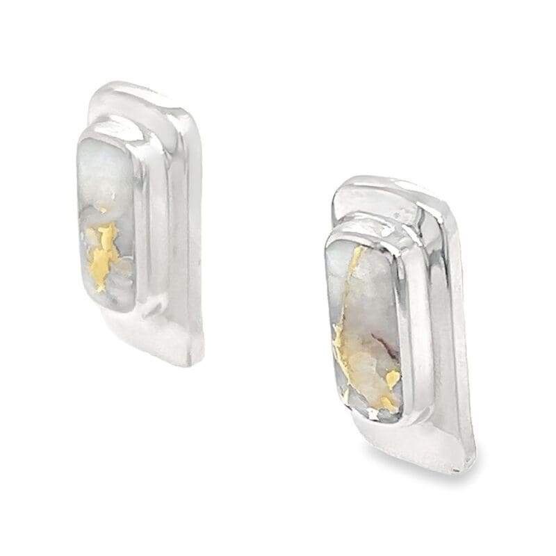 14k White Gold Gold Quartz Post Earrings, Alaska Mint