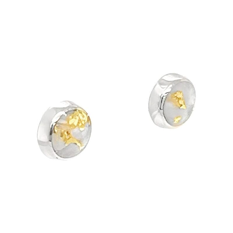White 14k Gold with Gold Quartz Post Earrings, Alaska Mint