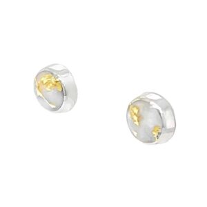 White 14k Gold with Gold Quartz Post Earrings, Alaska Mint