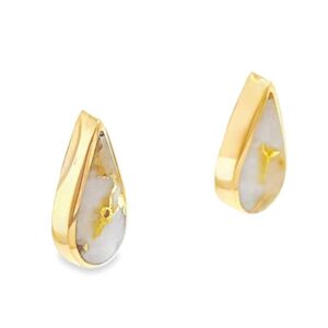 Teardrop Stud Gold Quartz Earrings, Alaska Mint
