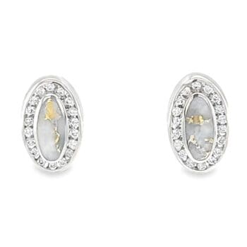 White Gold Round Diamonds & Gold Quartz Earrings, Alaska Mint