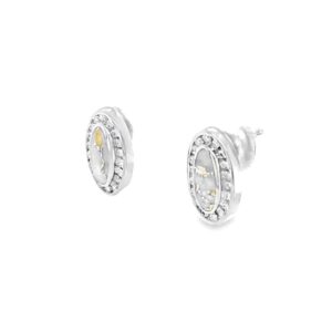 White Gold Round Diamonds & Gold Quartz Earrings, Alaska Mint