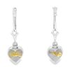 White Gold Heart Gold Quartz Leverback Earrings, Alaska Mint
