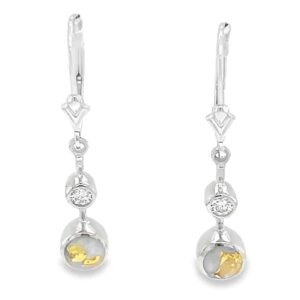 White Gold Circle Gold Quartz Earrings with Diamonds, Alaska Mint