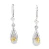 White Gold Teardrop Leverback Gold Quartz Earrings, Alaska Mint