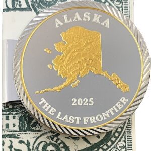 Money Clip with 1 oz. or 1/4 oz. 2025 Alaska Map Medallion